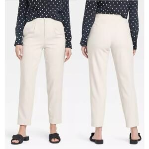 NWT A New Day High Rise Tapered Leg Pleated Pants Cream Career Women's‎ Size 6